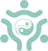 jade neo ying yang symbol surrounded by a community of people
